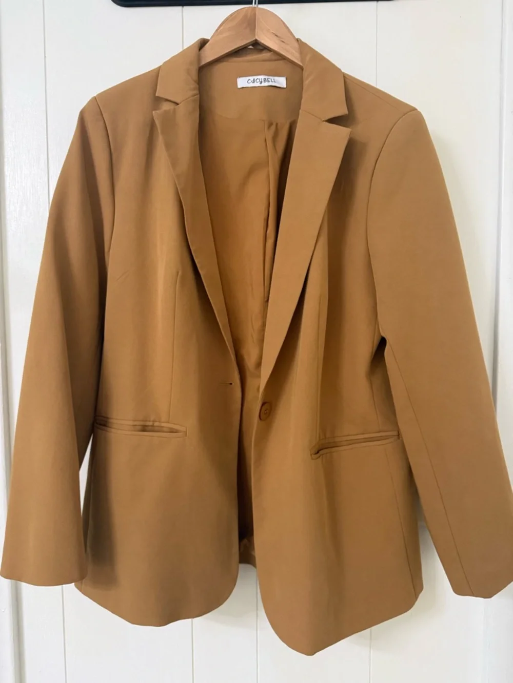 Tailored Single-Button Camel Blazer for Women - Picture 2 of 4